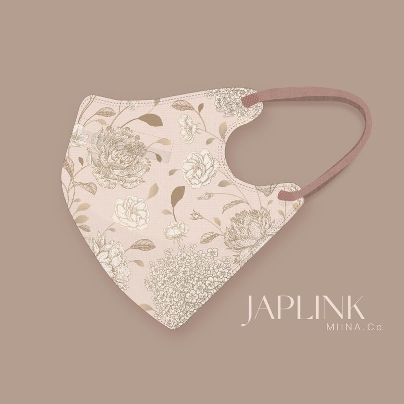 [Standard] JAPLINK HEPA high-tech water electret three-dimensional medical mask - Ancient Apricot Peony - หน้ากาก - เส้นใยสังเคราะห์ สีทอง