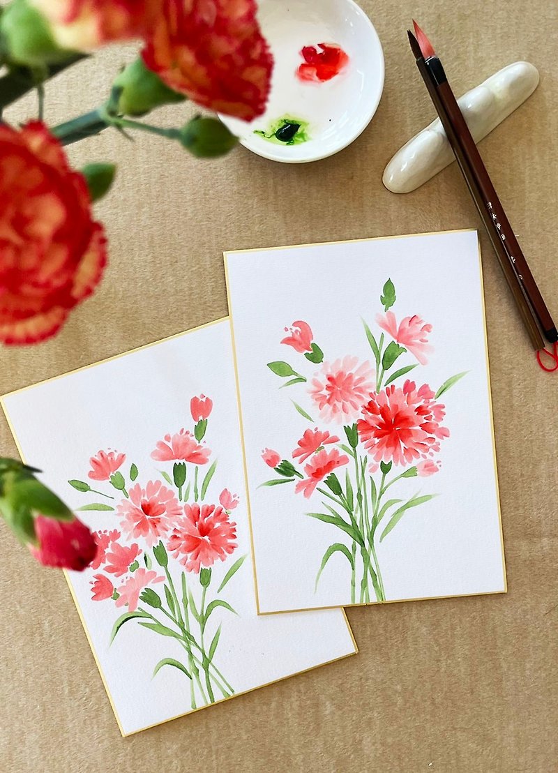 [Quick Shipping] Pure hand-painted gentle ink Mother's Day card l hanging picture - Cards & Postcards - Paper 