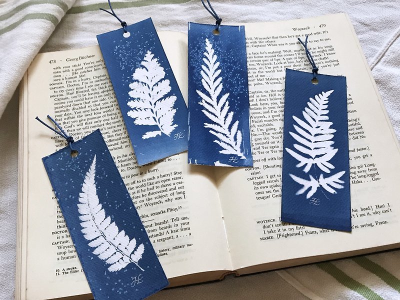Botanic Cyanotype Bookmarks (4 in 1 set) - ที่คั่นหนังสือ - กระดาษ สีน้ำเงิน