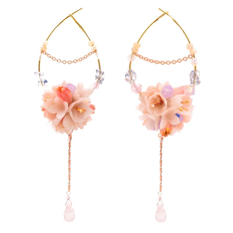 BLOSSOM Rose-gold Plated 925 Silver Necklace - Earrings & Clip-ons - Clay Pink