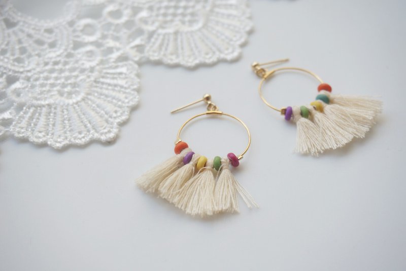 Simple design earrings / tassels. Pin/clip - Earrings & Clip-ons - Other Metals Multicolor