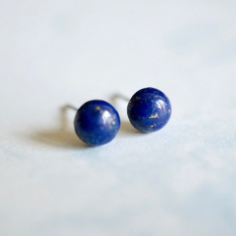 ITS-E111 [Earrings Series·Minimalist Natural Stone] Lapis Lazuli Earrings only earrings - ต่างหู - เครื่องเพชรพลอย สีน้ำเงิน