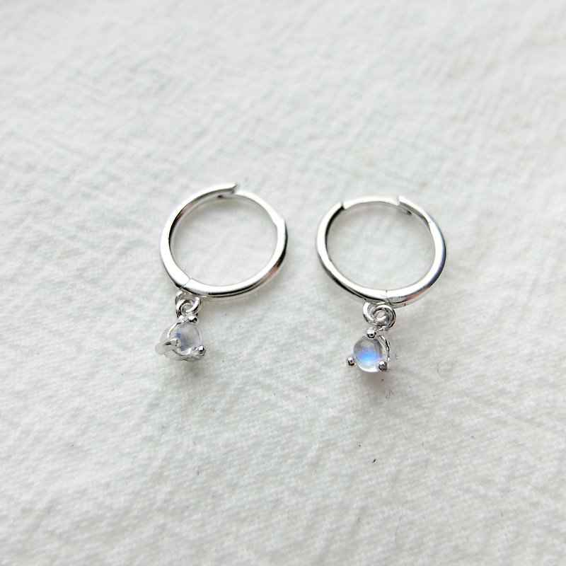 Gemstone Earrings & Clip-ons Silver - Moonstone 925 Sterling Silver Prong Set Design Earrings