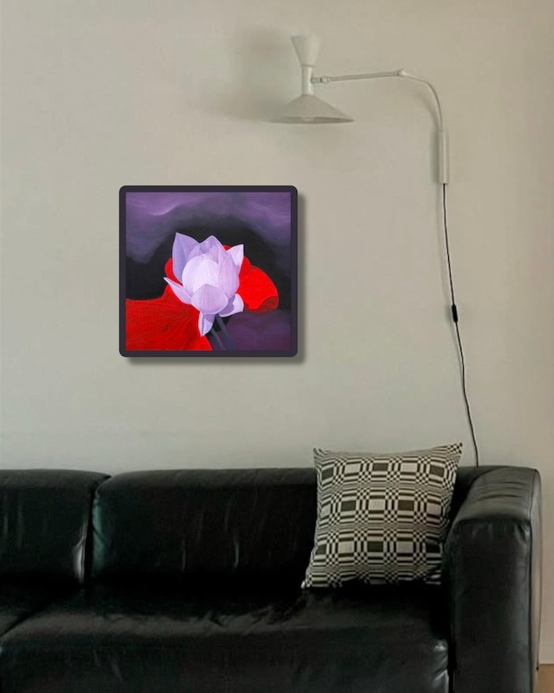 *迷霧系列-蓮花花苞與紅葉子*  手繪油畫  非印刷品 - 海報/掛畫/掛布 - 紙 