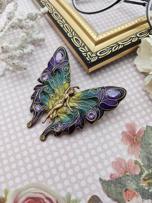 Lorentina Vintage Butterfly,Wing Brooches,Fairy Butterfly,Brooch Amethyst,Jewelry butterfy