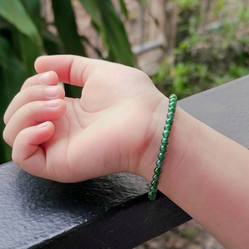高品質翡翠手鍊，海藍色與帝王綠，3.5公釐圓珠。 - 手鍊/手環 - 寶石 綠色