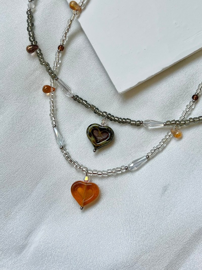 Mixed Bohemian Heart Necklace丨Bohemian style love necklace-two colors - สร้อยคอ - ไข่มุก 