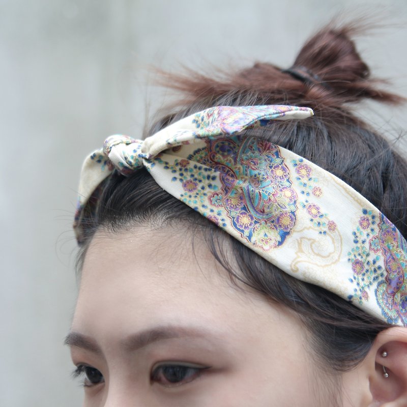 Proteus American slightly gilded cotton cloth handmade elastic bandage headband - Headbands - Cotton & Hemp Multicolor