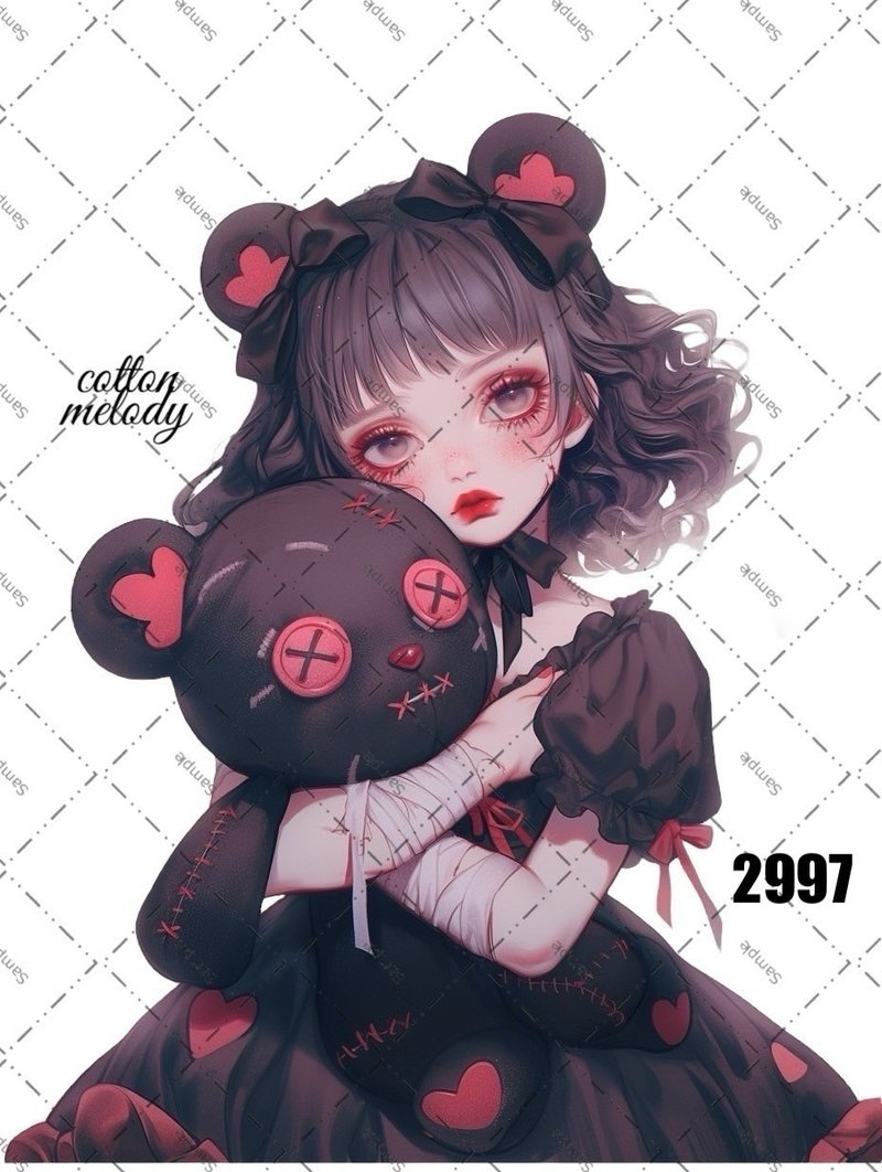 original sticker o.2997 人物ステッカー オリジナルステッカー cotton melody - 貼紙 - 紙 