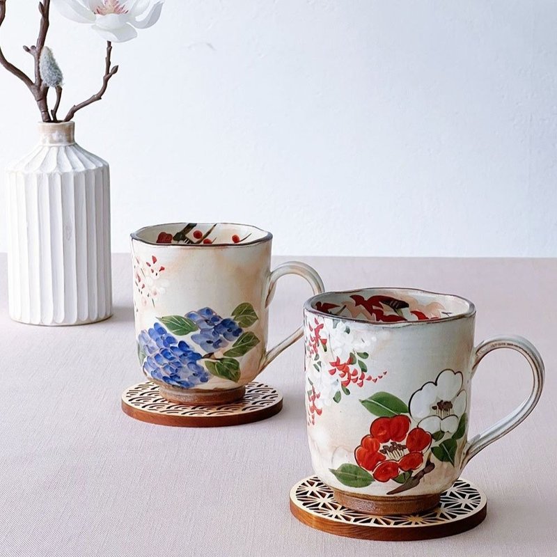 Hana Komichi Mug Pair Set - Mugs - Pottery Multicolor