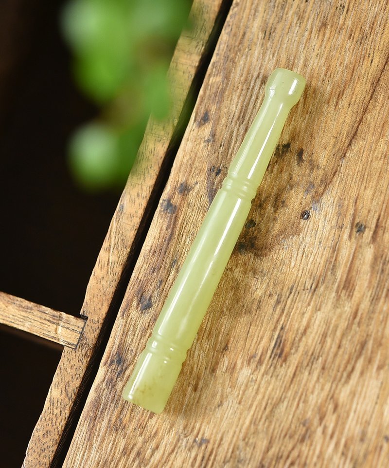 秒殺價 天然和田玉黃口煙嘴 - 其他 - 玉石 