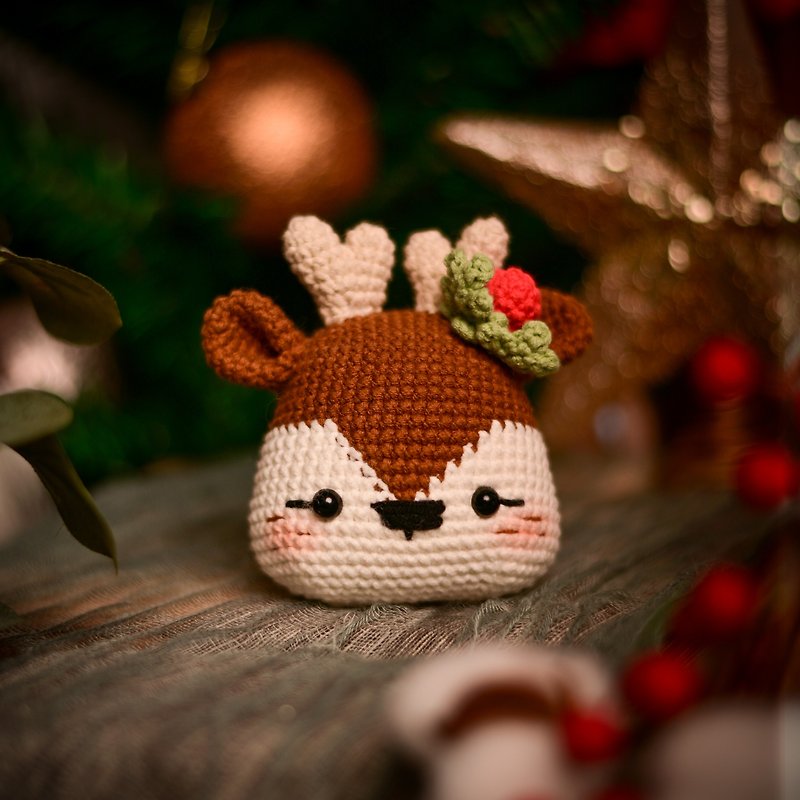 ผ้าฝ้าย/ผ้าลินิน พวงกุญแจ ขาว - Granny Meow Handmade|Handwoven Charm-Christmas elk Christmas gift