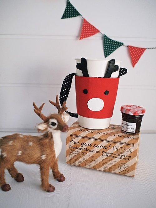 Christmas Elk Portable Coffee Cup Set - Red (Happy Edition) (Family. 711. McDonald&amp;#39;s. Hand Cups are OK)