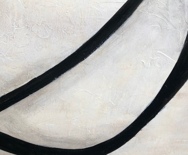 キャンバス上の抽象的な黒と白の絵画、抽象的な形の油絵 - ショップ