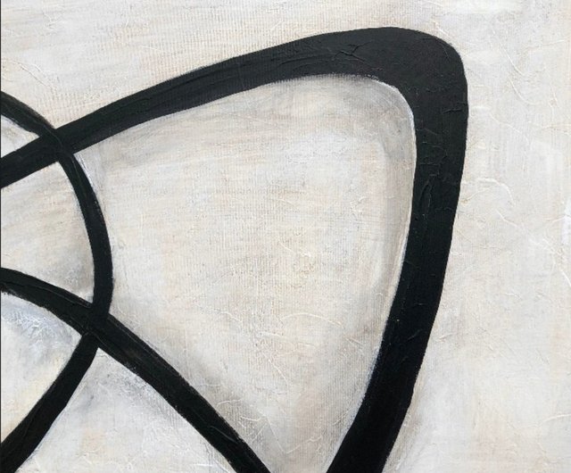 キャンバス上の抽象的な黒と白の絵画、抽象的な形の油絵 - ショップ