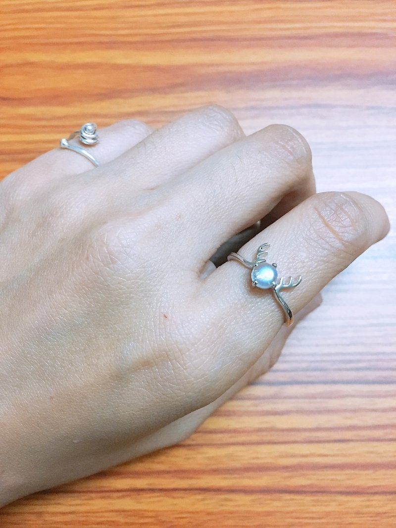 月光石 戒指 尼泊爾 手工製 925純銀 - 戒指 - 半寶石 