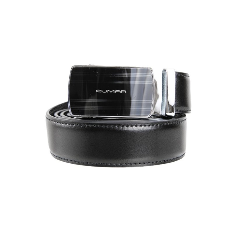 CUMAR - NAPA トップグレインレザー オートロックベルト - ベルト - 革 ブラック