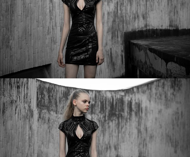 Black Bodycon Dress Futuristic Outfit Cyberpunk Clothing -  Finland