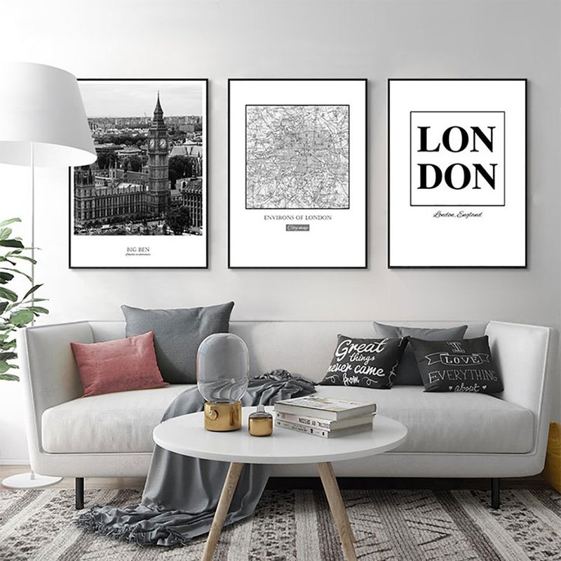 Black and white city_hanging painting_photography series_made in Taiwan and shipped quickly in two working days - Posters - Cotton & Hemp Black