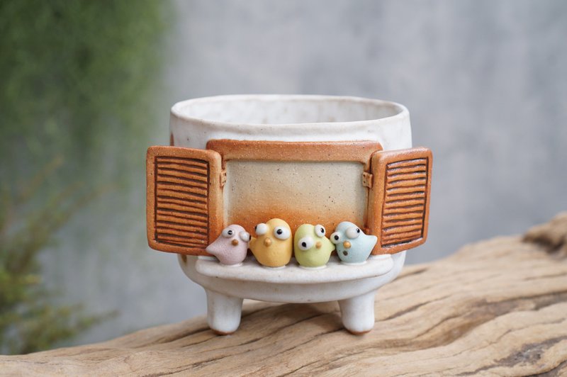 bird plant pot for cactus - 盆栽/植栽 - 陶 白色