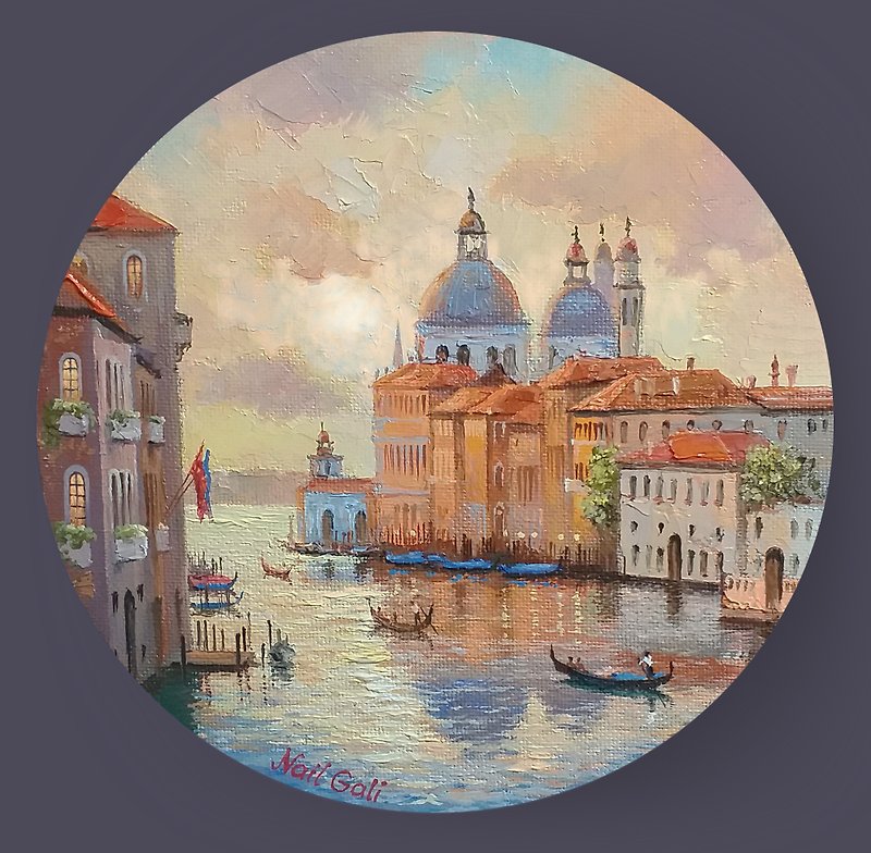 Venice. Grand Canal. Warm sunset. - Wall Décor - Other Materials Orange