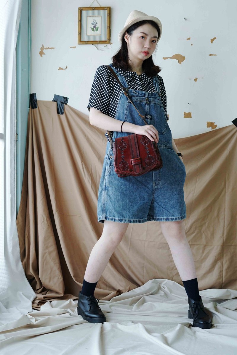 Treasure Hunting - Lee Dungarees Washing Old Blue Sling Shorts - Overalls & Jumpsuits - Cotton & Hemp Blue