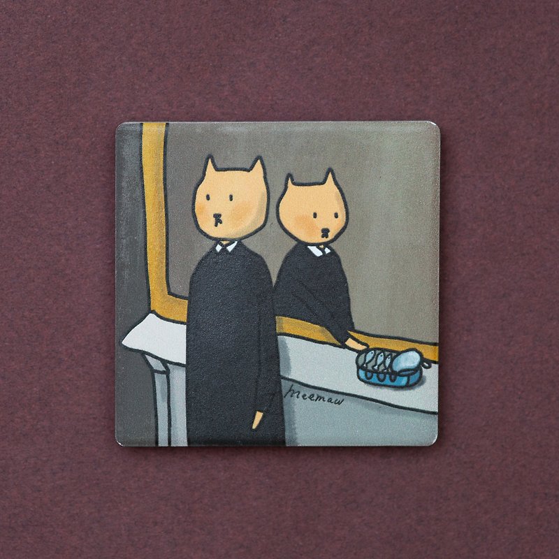 Unreplicated cat ceramic magnet - Magnets - Pottery Multicolor