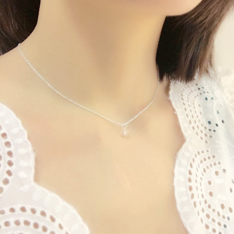 Pink Bubble Clavicle S925 Sterling Silver Necklace Anti Allergy - สร้อยคอทรง Collar - เงินแท้ สึชมพู