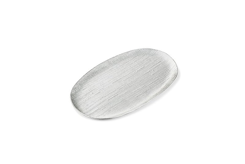 Oval Plate (cloth/cracked ice) - จานและถาด - โลหะ สีเงิน