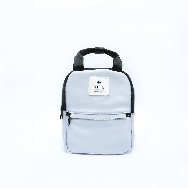 [RITE] Le Tour Series-Dual-use Mini Backpack-Leather Pink Blue - กระเป๋าเป้สะพายหลัง - วัสดุกันนำ้ สีน้ำเงิน