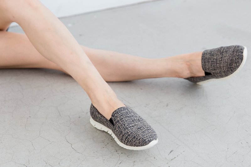 Exclusive sale - Japanese fabric ultra-lightweight casual shoes / wool pattern - Women's Casual Shoes - Cotton & Hemp Black