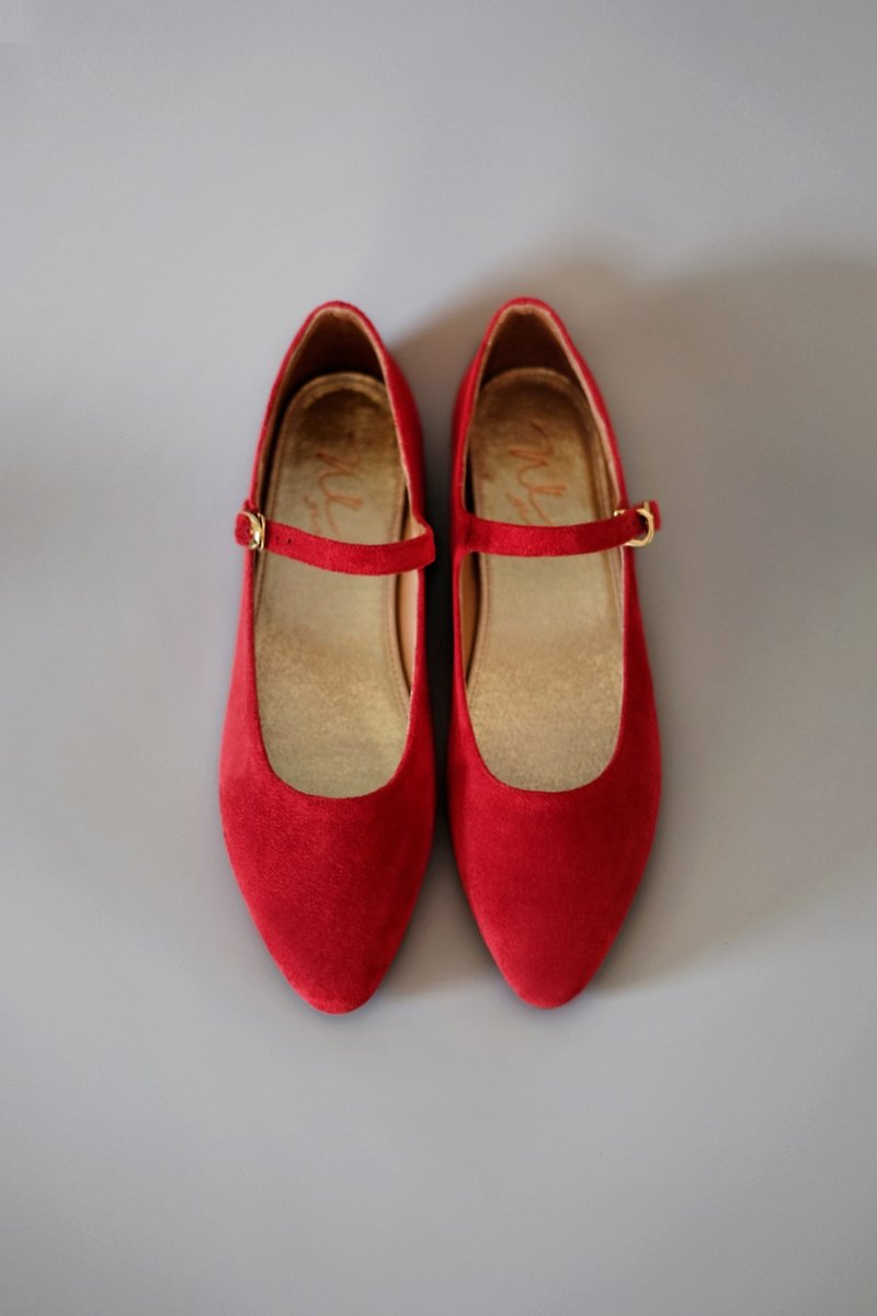 mary.J (胭脂紅)  Rouge Flats特別版 瑪莉珍 | WL - 娃娃鞋/平底鞋 - 棉．麻 紅色