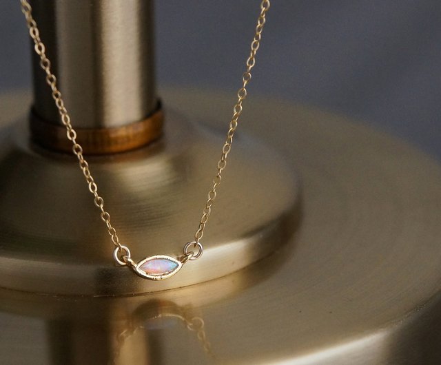 14KGF】Tiny Oval Opal Necklace - Shop ostaratokyo Necklaces