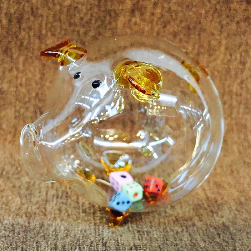 Crystal glass cute pig zodiac dice fun - ของวางตกแต่ง - แก้ว 