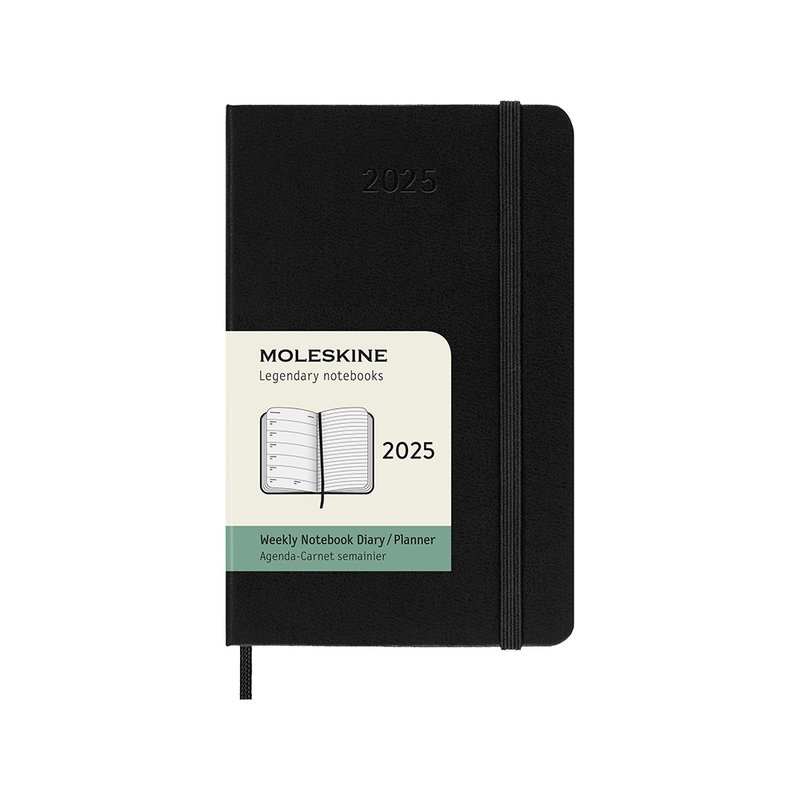 MOLESKINE 2025 Weekly Diary 12M Hard Case-Pocket Black Hot Stamping Service - สมุดบันทึก/สมุดปฏิทิน - กระดาษ สีดำ