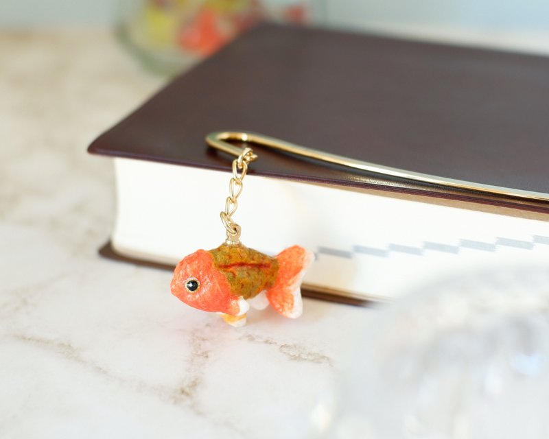 和紙小物　しおり　金魚　ランチュウ - 書籤 - 紙 橘色