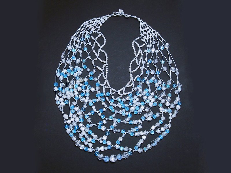 #GN049 Murano Glass Beads Necklace - สร้อยคอ - แก้ว สีน้ำเงิน