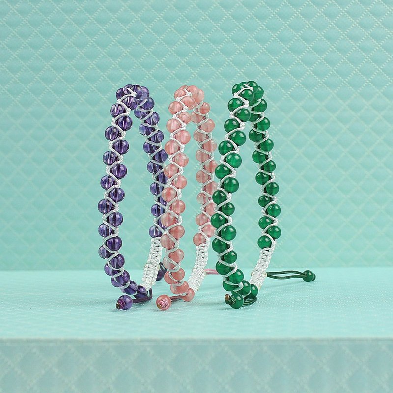 Designer handmade woven bracelet | Xiaoyuanman | 3 material options - Bracelets - Jade Pink