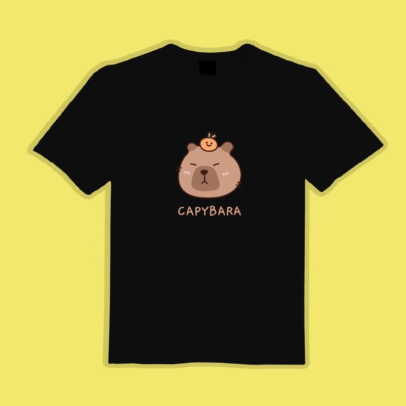 水豚 CAPYBARA 卡比巴拉 文創 衣服 T恤 黑T 童裝 純棉 吸濕排汗 - 男 T 恤 - 棉．麻 多色