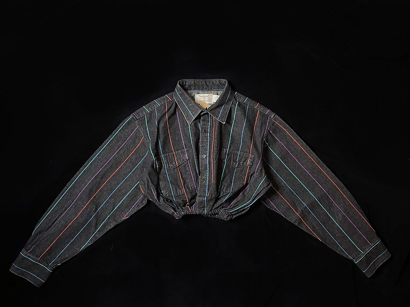 REGETHER Vintage Reworked Shirt - Longhorn - เสื้อเชิ้ตผู้หญิง - ผ้าฝ้าย/ผ้าลินิน สีดำ