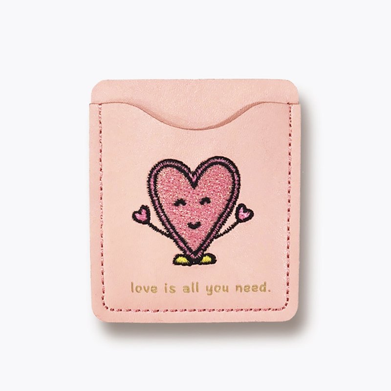 [Mother's Day Gift] Hearty Cell Phone Card Holder - ID & Badge Holders - Faux Leather Pink