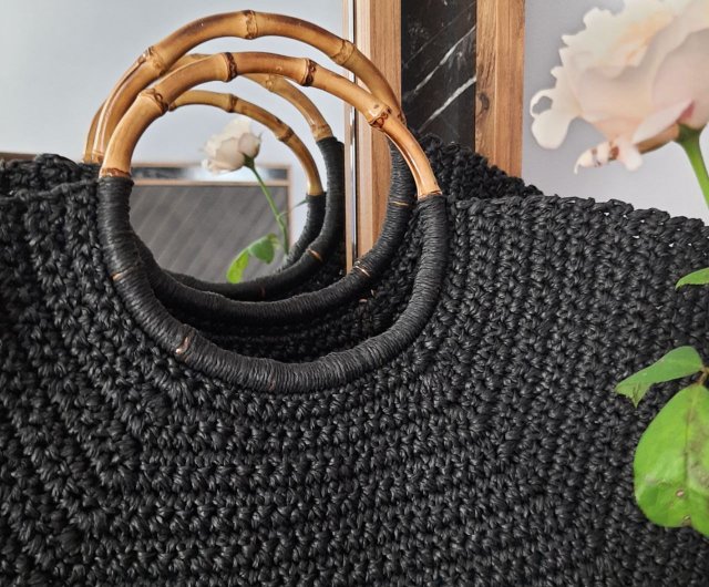 Unique online Wool and Bamboo Handle Handbag