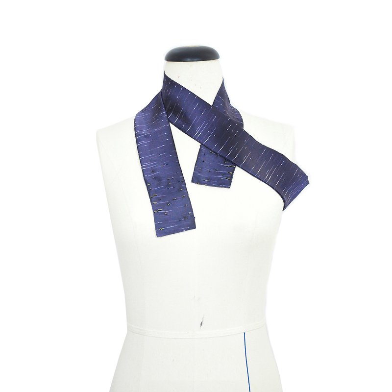 Elegant Double sides Silk scarf【starry night】【silk headband】Valentines Day Gift - Scarves - Silk Blue