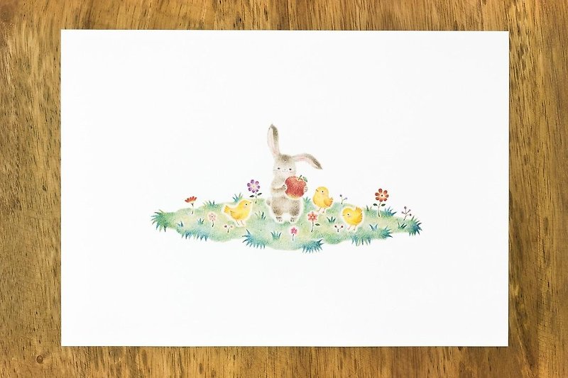 Living with a picture. Art Print "child rabbit march and chicks who" AP-81 - โปสเตอร์ - กระดาษ สีเทา