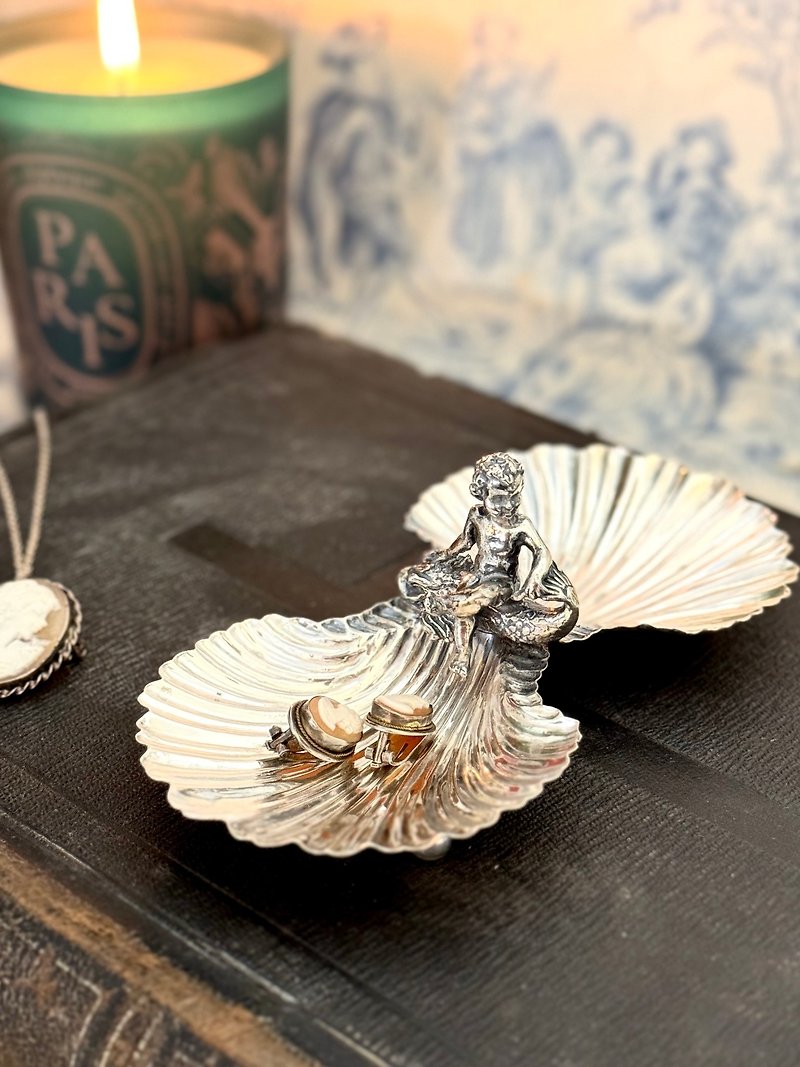 40017 歐洲老件Giovanni Raspini純銀天使貝殼盤 - 裝飾/擺設  - 純銀 