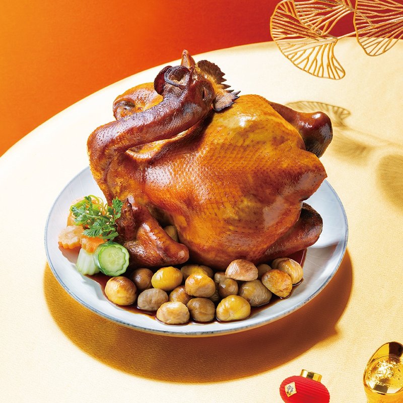 [Shi Wei Guan] Chestnut Fragrant Auspicious Chicken 1700g - Essential Lunar New Year Dish / Reunion Feast - อาหารคาวทานเล่น - กระดาษ สีแดง