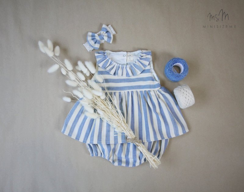Way of love  Girl Dress Hand Woven Cotton 100%, Natural Dyed - 洋裝/連身裙 - 棉．麻 藍色
