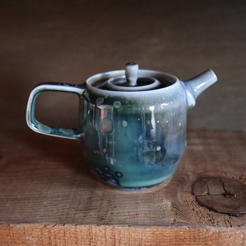 Aurora Night Blue・Flowing Glaze Wood-Fired Teapot 240 cc - ถ้วย - เครื่องลายคราม สีน้ำเงิน