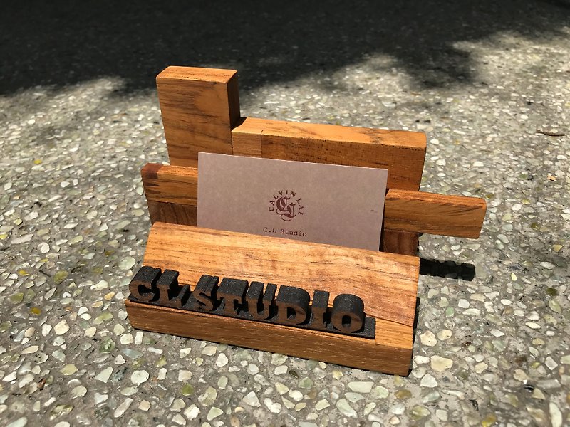 CL Studio [Modern Simple - Geometric Style Wooden Phone Stand / Business Card Holder] N100 - Card Stands - Wood Brown