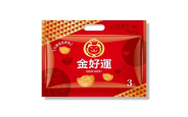【金好運牛奶口味】元寶造型餅乾經典包袋裝(六六大順)/6入袋 - 零食/點心 - 其他材質 紅色